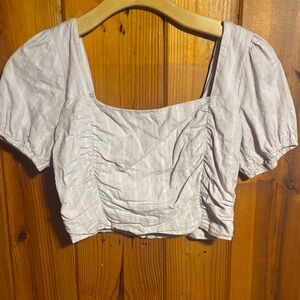Lost + Wander  Gray Puff Sleeve Blouse